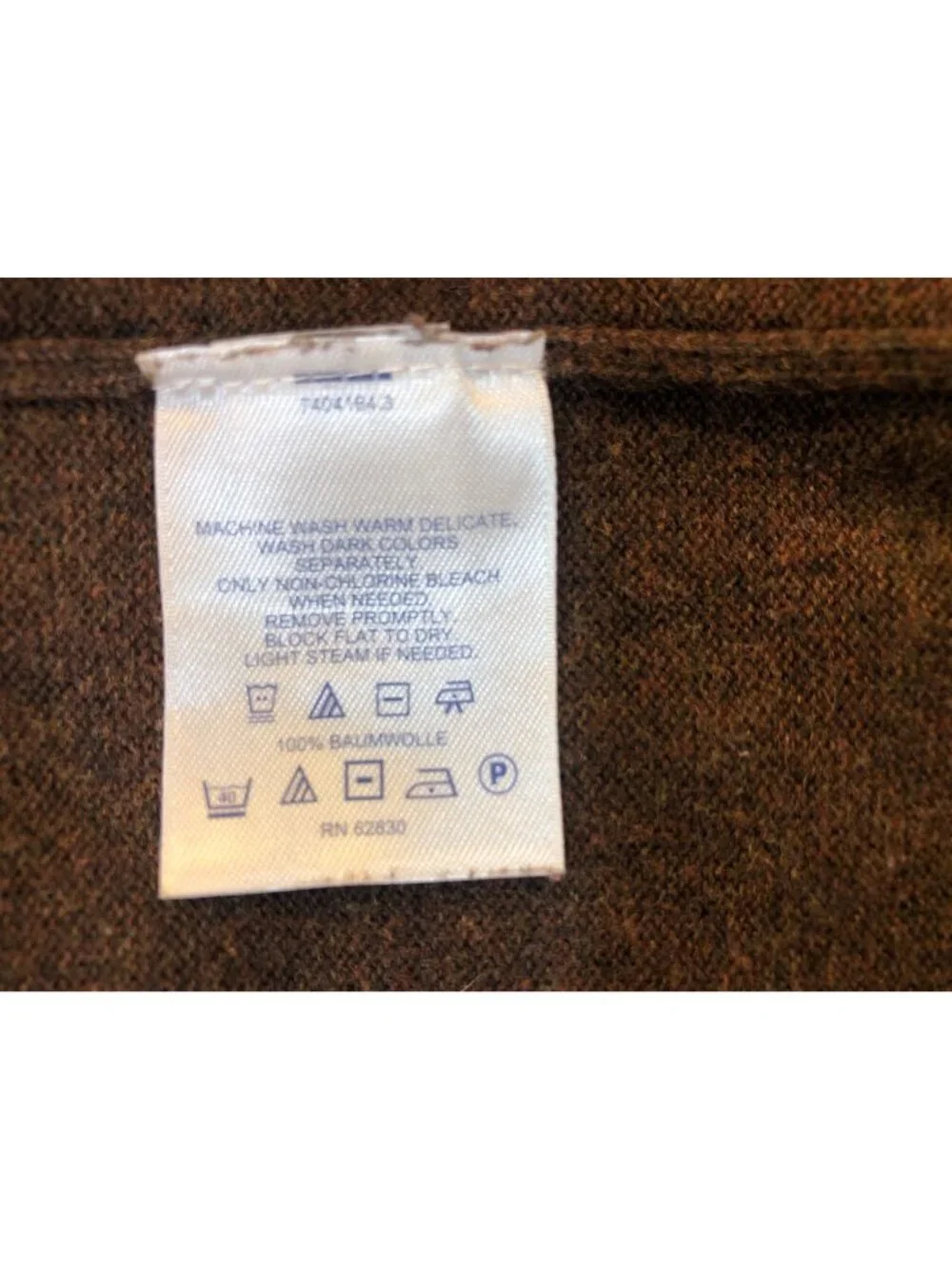 Lands End 100% Supima Cotton Dark Brown Crew Neck Knit Sweater Size L